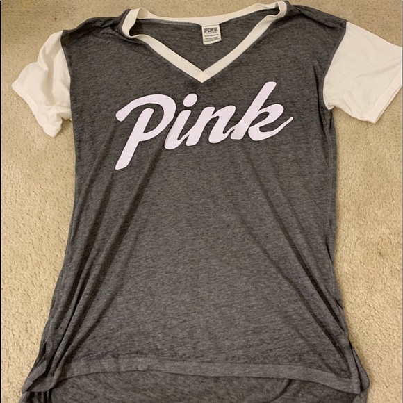 pink victoria’s secret v neck graphic tee - Picture 1 of 2